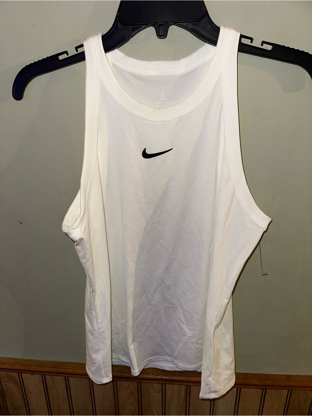 Nike White Tank Top with Black Swoosh